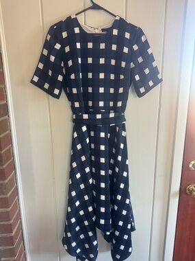 Banana Republic Navy and White Checkered Dress